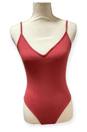 Lulu's Red Ribbed Bodysuit‎ thumbnail 1