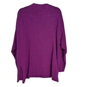 FP Beach Free People Purple Cotton‎ Waffle Knit Henley Sweater Medium 6012 thumbnail 6