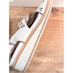 David Tate White Leather Laser Cut Crisscross Slingback Platform Sandals‎ 8.5 thumbnail 9