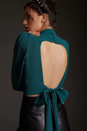 Anthropologie Maeve Open-Back Blouse, Size 12 thumbnail 1