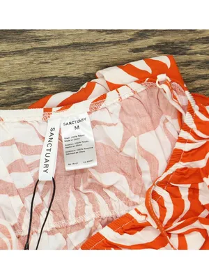 NWT Sanctuary Mini Cover-Up Dress with Front Tie White Sand Orange Multi M thumbnail 5