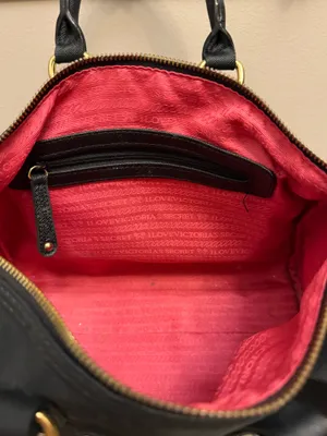 Victoria's Secret Black Satchel Top Handle Bag Gold Hardware Logo Zipper thumbnail 5