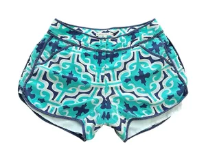 Annie Griffin Shorts Women's Sz 4 100% Silk‎ Blue White Geometric Print #BB12-4 thumbnail 1
