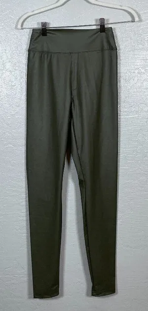 Offline by Aerie Women M Olive Green Faux Leather Leggings High Rise Athleisure thumbnail 1