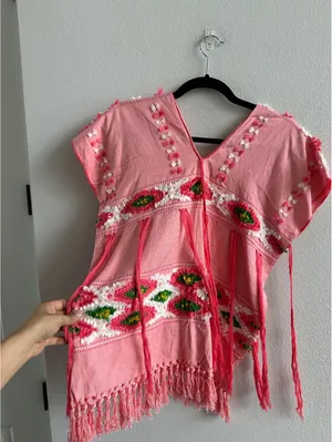 Mexican Huipil Pink Shirt thumbnail 5