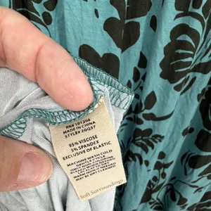Soft‎ Surroundings Teal Black Floral Maxi Dress XL Long Sleeve Wrap Front thumbnail 7