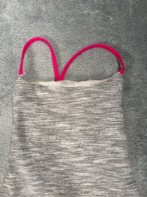 Lululemon Heathered Gray Tank yop with Hot Pink Straps 2 thumbnail 2