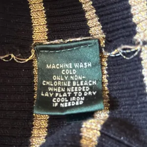 Lauren Ralph Lauren‎ Striped Turtleneck Sweater Small Black Gold Ribbed Knit thumbnail 4