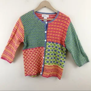 Susan Bristol Y2K 2000s Vintage Crochet patchwork Grandma cardigan sweater M thumbnail 1