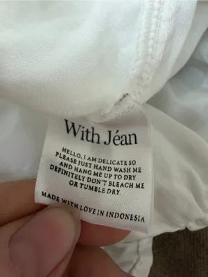 With Jean Fonda Top Long Sleeve Smocked Blouse White Small $219 thumbnail 15