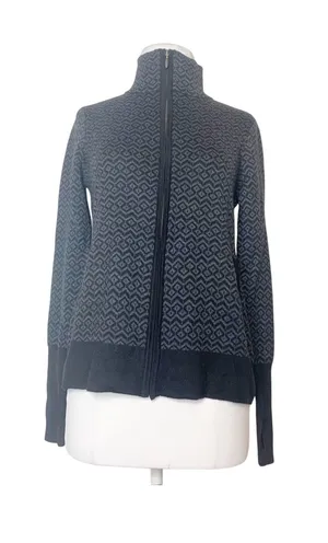 NWT‎ Aspen printed full zip sweater Black thumbnail 1