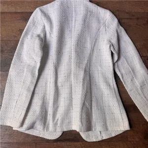 NWOT SHEIN Cream Bouclé Double-Breasted Blazer | Gold Buttons | Size S thumbnail 4