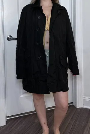 Black Button Trench Jacket - 2 thumbnail 1
