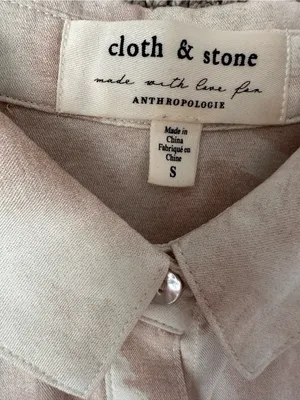Cloth & Stone Anthropologie Blush Abstract Tencel Button Front Shirt Size S thumbnail 5