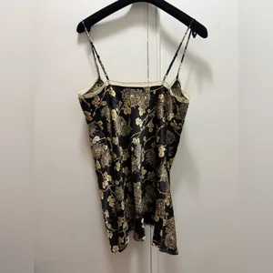 Victoria's Secret Babydoll Open Tie Front Cami Lingerie Top Black Gold Small Y2K thumbnail 3