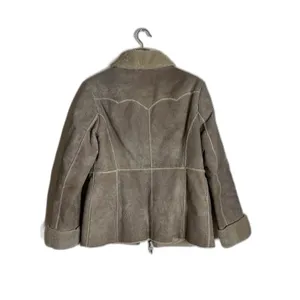 Guess Shearling Jacket Women's Tan Faux Fur Lined Suede Leather Coat Medium thumbnail 12
