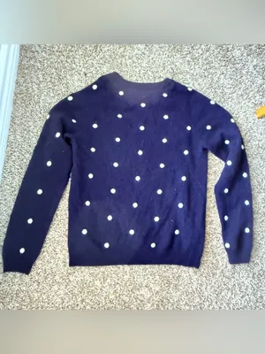 Philosophy Sweater Womens Medium Blue Cashmere Polka Dot Luxury Minimalist thumbnail 2
