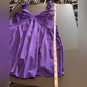 SHIRLEY OF HOLLYWOOD Vintage Silky Sheer Lace Mini Slip Dress Lingerie Sz L EUC thumbnail 7