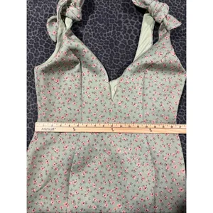 ASOS Mint Green Floral Midi Dress US 12 Tie Strap Scuba Cottagecore NWT thumbnail 8
