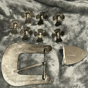Rhinestone Western Belt Buckle Set Crosses Arrowhead Silver Tone‎ Bling Rodeo thumbnail 5