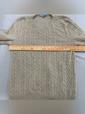 Antonio Melani 100%‎ Cashmere Sweater Beige Crew Neck Size Large thumbnail 4