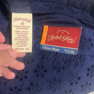 Faded glory navy blue eyelet chino shorts, new, size 10 thumbnail 3