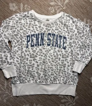 Penn State White & Gray Leopard Crewneck Sweatshirt thumbnail 1
