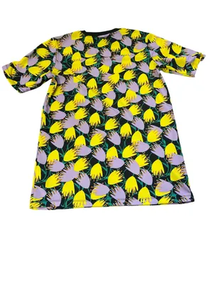 adidas bellista Short Sleeve Floral Tee dress- Yellow, Purple & Black thumbnail 2