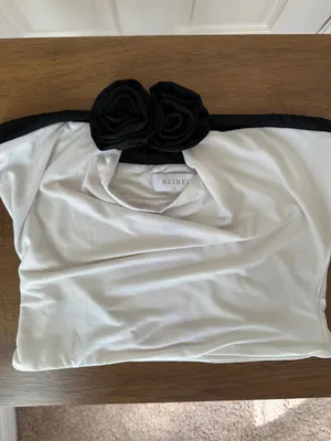 Meshki Rose Crop Top - White/Black thumbnail 3