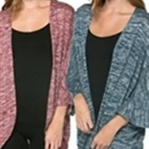 AZULES XL GREEN Dolman Sleeve Open Front Shrug Kimono Cardigan thumbnail 5