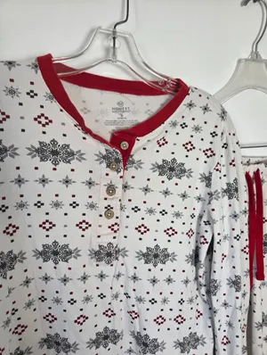 Honest Company Women's Thermal Henley Family Christmas Pajamas Top Pants Small thumbnail 3