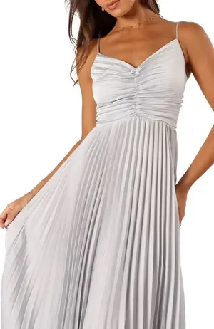 Petal and Pup | Naira Silver Pleated Midi Dress, size US2 thumbnail 1