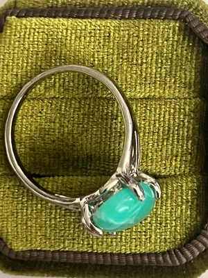 Elegant/Classic Titanium Steel Turquoise Marble Design Ring Size 9 NWT thumbnail 4
