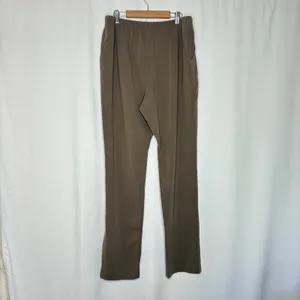 L.L.Bean Brown Elastic Waistband Stretch Pants Cotton Lycra Womens Large thumbnail 6