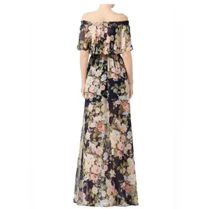 Show Me Your Mumu Hacienda Maxi Dress Small Navy Floral Off Shoulder Boho Resort thumbnail 4