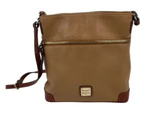 Dooney & Bourke Crossbody Bag‎ Leather Tan Brown Trim Zip Pocket Purse thumbnail 1