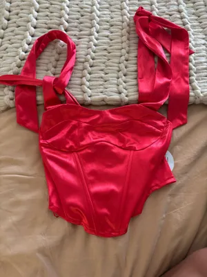 I Just Have to It Have Red Satin Corset thumbnail 1