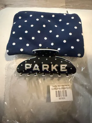 Parke Claw Clip Polka Dot Collection Black + White NIP thumbnail 2