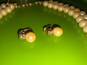 Classic Double Strand Pearl Necklace with Pavé Accent in Cream - Unbranded thumbnail 2