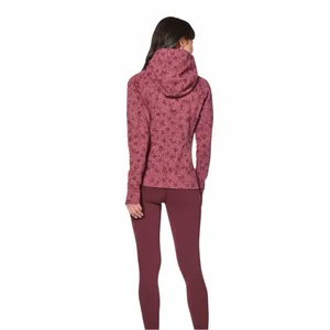 Lululemon Cotton Fleece Pixie Floral So Merlot Redwood Scuba Hoodie Jacket 4 thumbnail 3