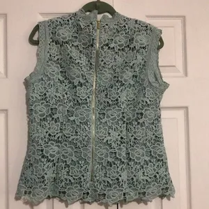 Nanette‎ Lepore knit embroidered sleeveless top women's size large zip back thumbnail 6