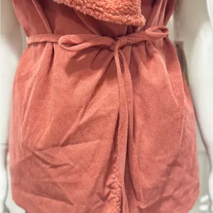 Rocking western wear Rust Orange Sherpa Vest with Belt Tie Size X-Large thumbnail 4
