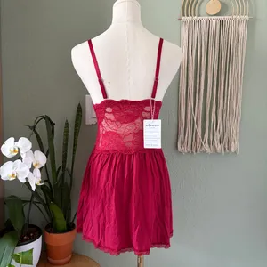 Red lace babydoll mini dress thumbnail 2