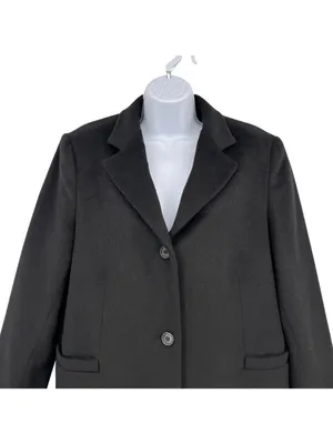 Lauren Ralph Lauren Wool Blend Black Reefer Coat Size 18 Quiet Luxury Minimalist thumbnail 2