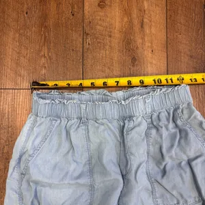 Aerie Womens S Lyocell Paperbag Waist Blue Chambray Shorts Casual Summer Elastic thumbnail 6