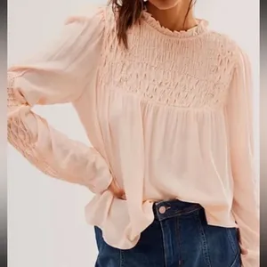 Free People Smocked In Time Blouse. Size Small thumbnail 1
