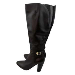 *Marc Fisher Shayna Tall Heeled Boots Womens 7.5 Brown Leather Classic Academia thumbnail 3