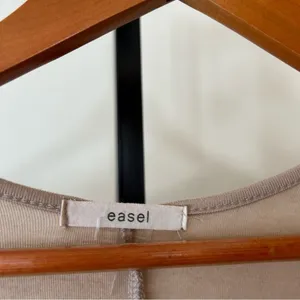Easel Embroidered‎ Tunic Dress Boho Asymmetrical Hem Bohemian Tan Beige Small thumbnail 3