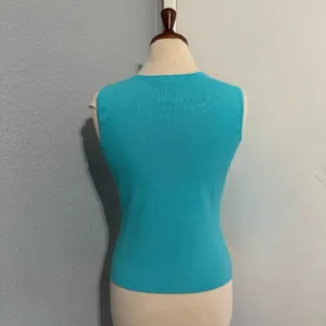 French Laundry Women Turquoise Knit Square Sleeveless‎ Fitted Top Size M thumbnail 8