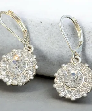 Crystal Halo Drop Earrings thumbnail 1